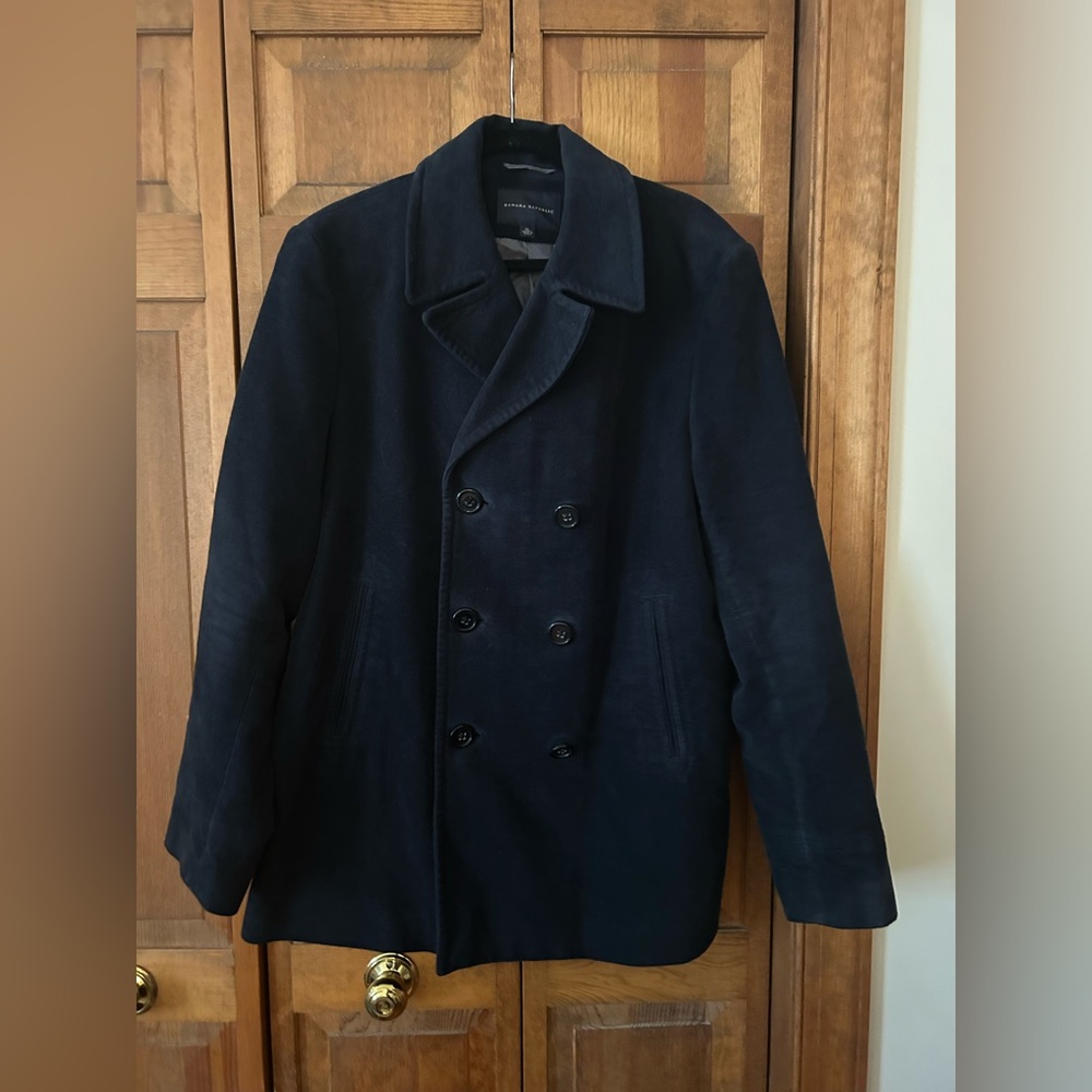 Banana Republic Men’s Sz XL Dark Navy Preppy Classic Sailor Inspired Pea Coat